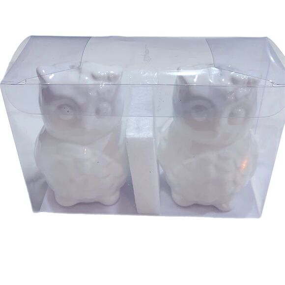 OWL Figurine White SALT and PEPPER Kitchen Shakers Home Decor - Picture 1 of 3